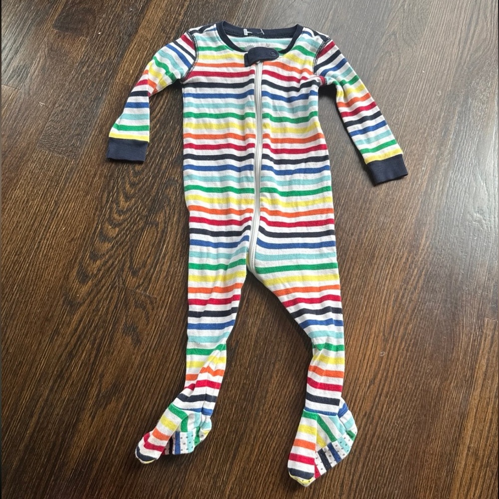 Primary rainbow striped pajamas 9-12 months